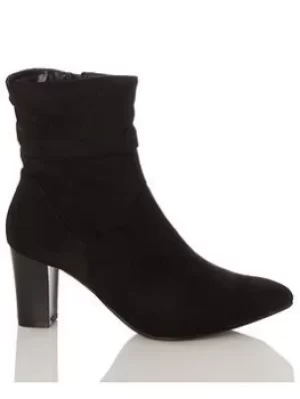 image of Quiz Faux Suede Ruched Ankle Boots