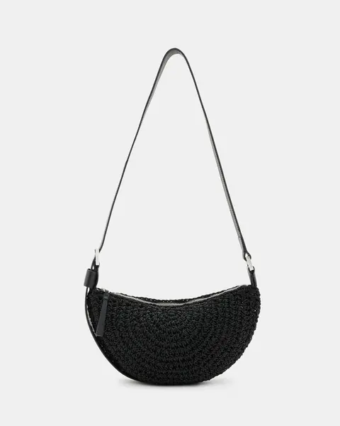 image of AllSaints Half Moon Crochet Crossbody Bag