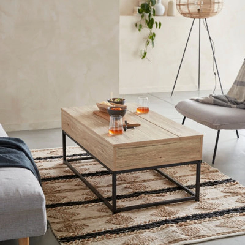 Image of Sweeek - Liftable Coffee Table Loft Natural 100X55X40.5 Cm