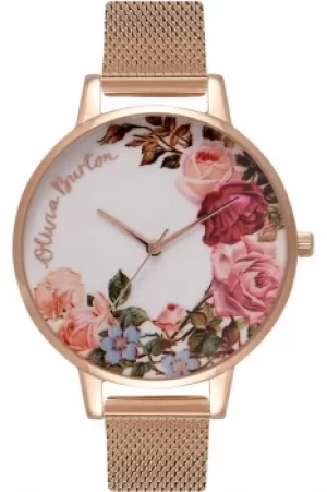 Image of Ladies Olivia Burton English Garden Rose Gold Mesh Watch OB16ER10