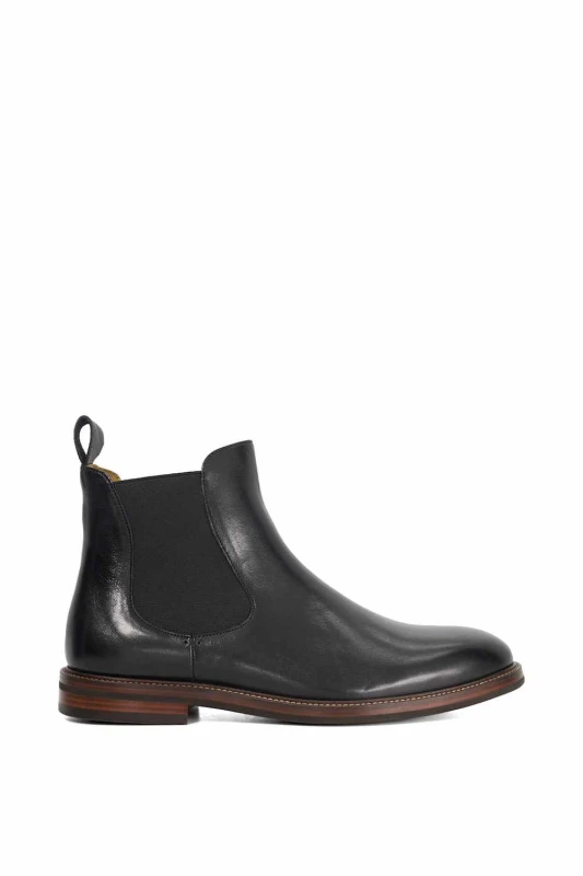 Image of Dune London Dune London Men 'Maisen' Leather Chelsea Boots in Black Size: 10 Black 10 Male 5050808716141