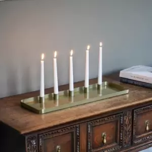 Image of Ivyline Champagne Gold Rectangle Centrepiece with Magnetic Candle Holders