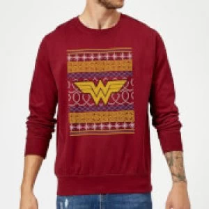 Image of DC Wonder Woman Knit Christmas Sweatshirt - Burgundy - L