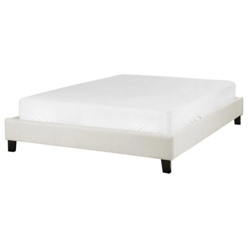 Image of Beliani Bed Without Headboard Fabric Roanne 140 X 200 Cm (Eu Double) Light Beige