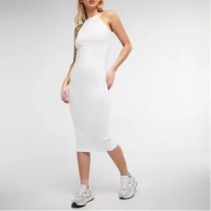 image of Missguided Rib Racer Neck Midaxi Dress - White