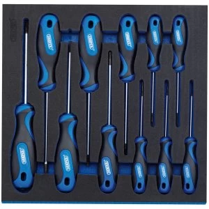 image of Draper TX-STAR Security Soft Grip Screwdriver Set In 1/2 Drawer EVA Insert Tray (11 Piece)