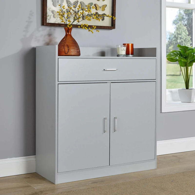 Image of Home Source Novara Shoe Storage Cabinet With 2 Door Grey