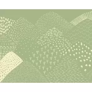 Image of Origin Murals Abstract Fields Green Wall Mural - 3.5 x 2.8m