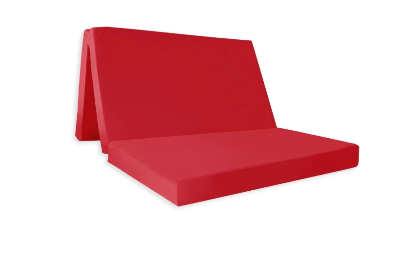 Image of Mattress Guru Badenia Double Folding Z Bed Futon Mattress with Protective Travel Cover Red