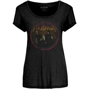 Image of Def Leppard - Vintage Circle Womens Large T-Shirt - Black