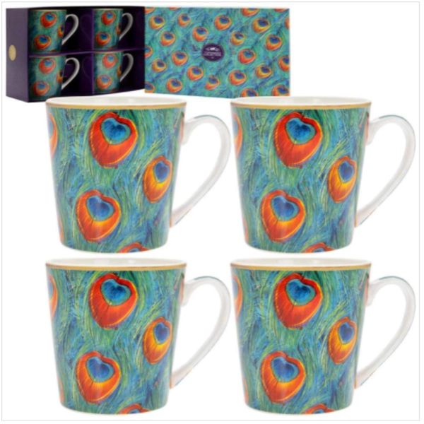 image of Peacock Mugs Set Of 4 By Lesser & Pavey