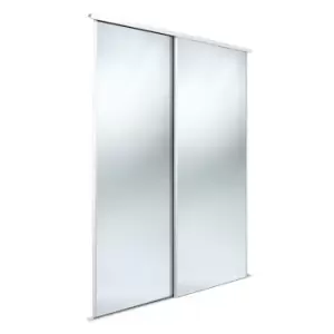 image of Spacepro Classic Mirrored White Mirror Effect Sliding Wardrobe Door Kit (H)2220 mm (W)610mm, Pack Of 2