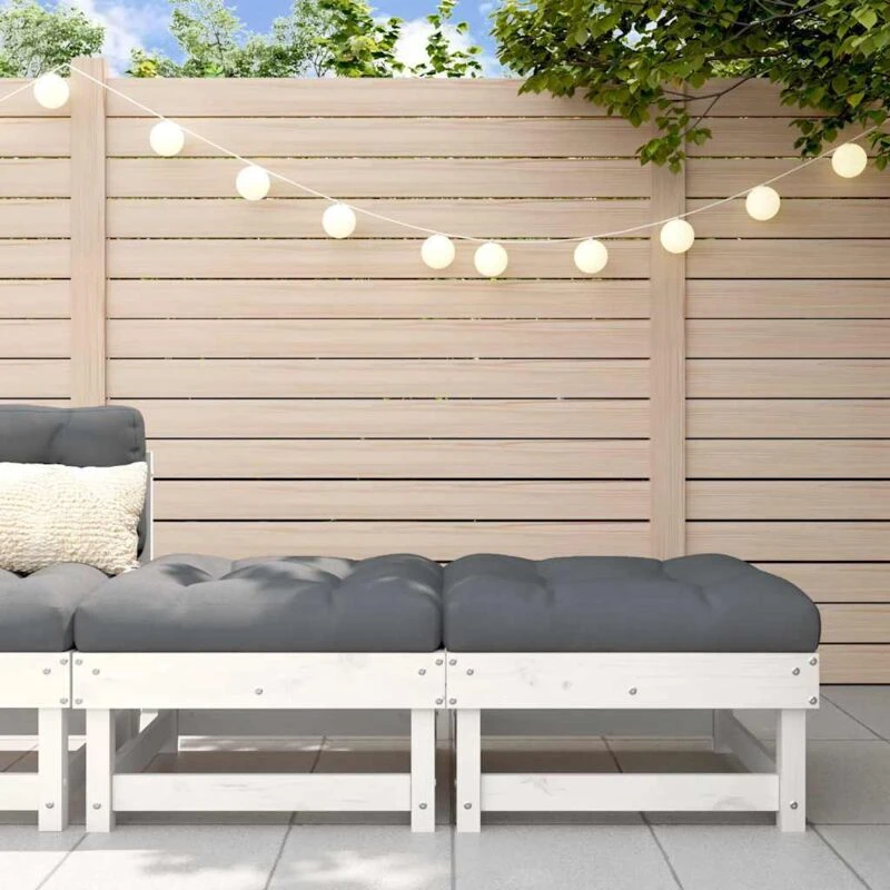 Image of VIDAXL Garden Footstools with Cushions 2pcs White Solid Wood Pine Vidaxl 8720845801878