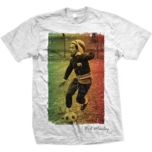 image of Bob Marley - Rasta Football Unisex X-Large T-Shirt - Grey