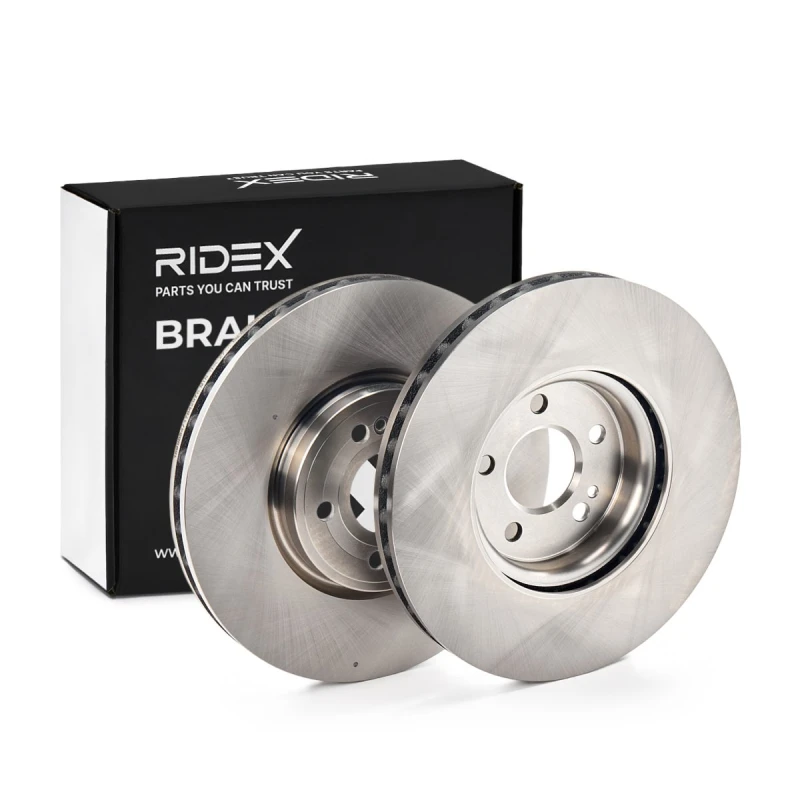 Image of RIDEX 82B3047 Brake disc Front Axle, Vented, Cast Iron, Uncoated, Untreated, with bolts/screws Cast Iron Brake Disc (82)