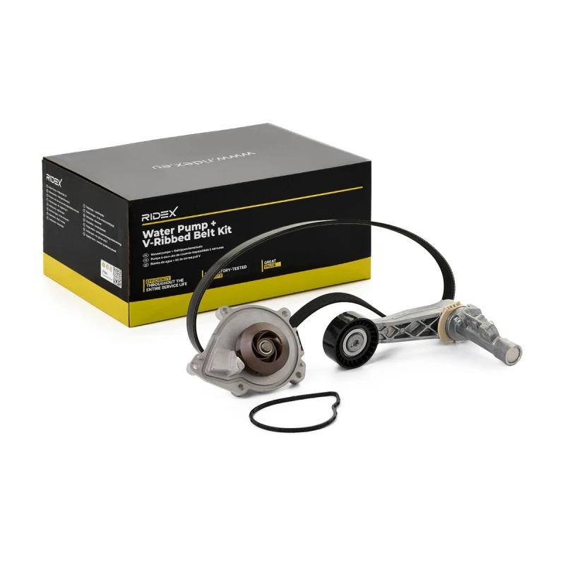 Image of RIDEX 4172P0036 Water Pump + V-Ribbed Belt Kit Water Pump + V-Ribbed Belt Kit (4172)