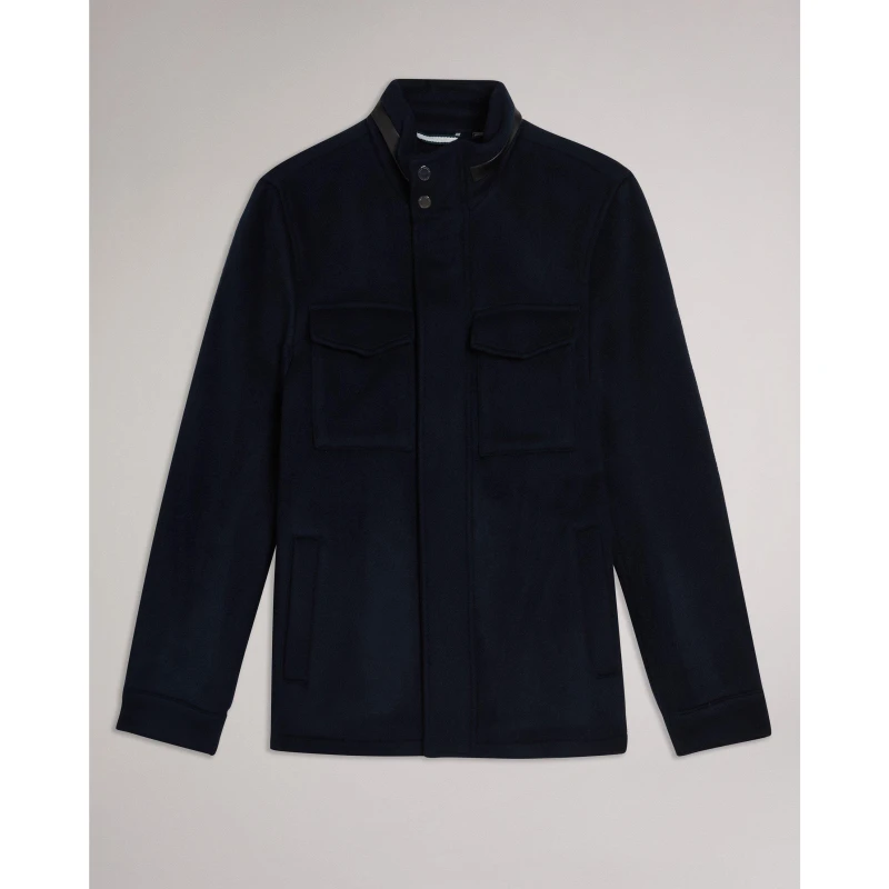 Image of Ted Baker Mens Funnel Neck Overcoat Navy male 2XL (6)