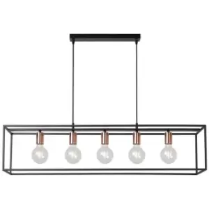Image of Lucide ARTHUR - Bar Pendant Light - 5xE27 - Black