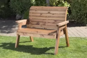 Image of Charles Taylor Hand Made Traditional 2 Seater Chunky Rustic Wooden Garden Bench Furniture Flat Packed