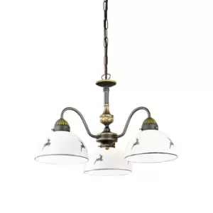 Image of Nonna Cottage Style 3 Arm Chandelier Matt Antique Brass, 3x E27
