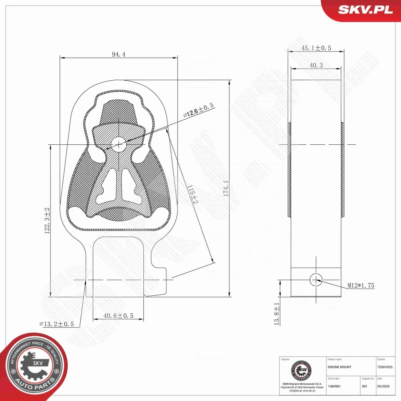 Image of ESEN SKV Engine mount ESEN SKV 75SKV025