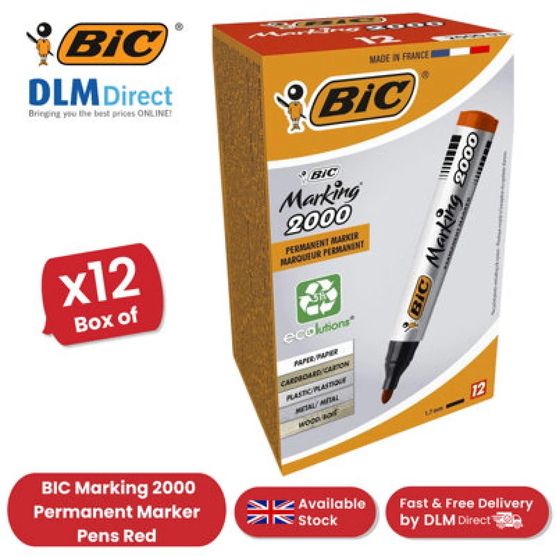 Image of Bic Marking 2000 Ecolutions Permanent Bullet Tip Markers Red - 12