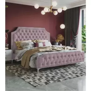 Image of Gaia Upholstered Beds - Plush Velvet, Small Double Size Frame, Pink - Pink