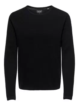 image of ONLY & SONS Texture Knitted Pullover Men Black