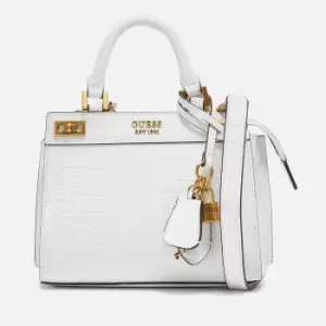 image of Guess Womens Katey Croc Mini Satchel - White