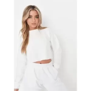 image of Missguided Brushed Cropped Sweat - White