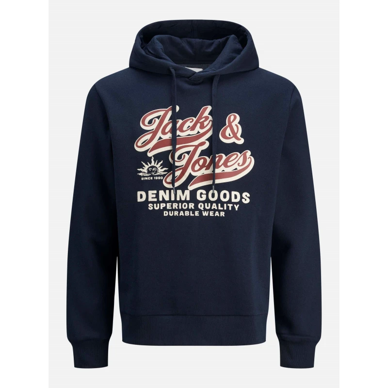 Image of Jack and Jones 2 Colour Hoodie Mens Plus Size Sky Captain male 3XL