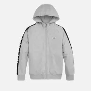 Image of Tommy Hilfiger Boys' Tommy Flag Hooded Zip Through - Light Grey Heather - 8 Years