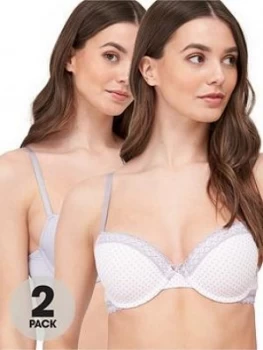 image of Dorina Kendra 2 Pack Light Padded Demi Bra - Pink/Grey