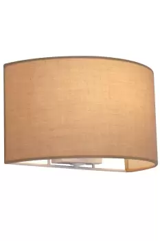 image of Wall Wash Light with Switch Semi-Circle Taupe Fabric Shade