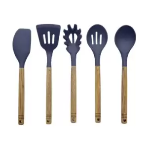 image of Tower Barbary & Oak Foundry 5 Piece Blue Limoges Utensil Set