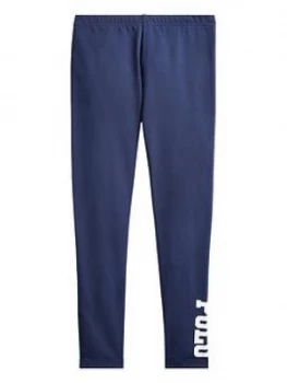 Image of Ralph Lauren Girls Side Logo Leggings - Navy, Size Age: 8-10 Years, M, Women