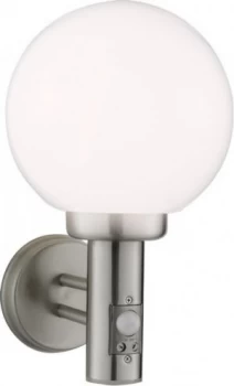 image of Stainless Steel Wall Globe with PIR Sensor, IP44 230V E27 60W