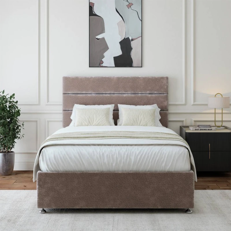 Image of Bedmaster Bedmaster Chenille 4 Drawer Divan Base And Square Headboard in Silver Size: Small Double Silver Small Double Unisex 9501492697460