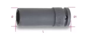 image of Beta Tools 720LS 1/2" Square Drive Long Slim Impact Socket 11mm 007200361