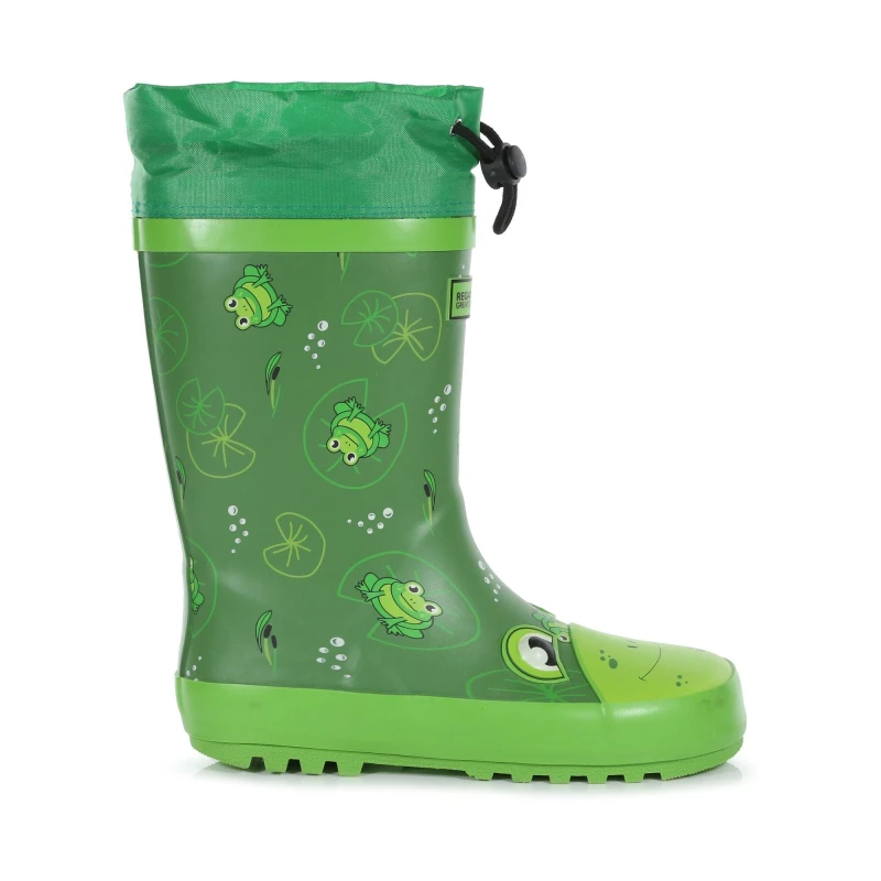 Image of Regatta Boys Mudplay Durable Stabilising Wellington Boots UK Size 2 (EU 34) Frog RKF649-WKK-2