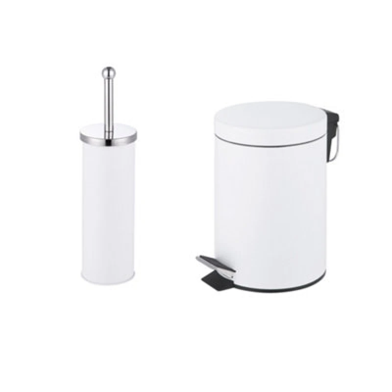 Image of Innoteck Essentials 3L Pedal Bin And Toilet Brush Set - Matt White