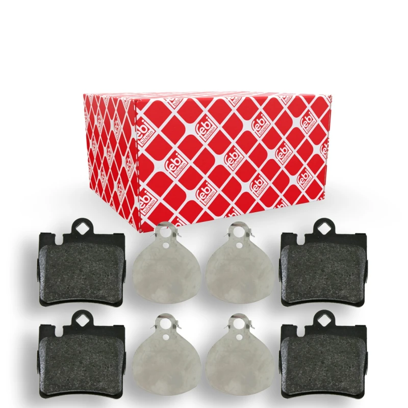 Image of FEBI BILSTEIN 16438 Brake pad set Rear Axle, prepared for wear warning indicator, with fastening material Brake Pad Set,disc brake (402)