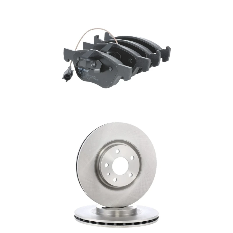 Image of RIDEX 3405B3169 Brake disc and pads set Front Axle, Brake Disc Type: internally vented, incl. wear warning contact Brake Set,disc brakes (3405)