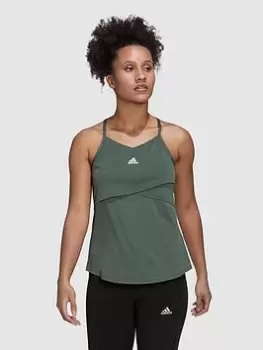 Image of Adidas Yoga Studio Crossback Tank, Dark Green, Size 2Xs, Women