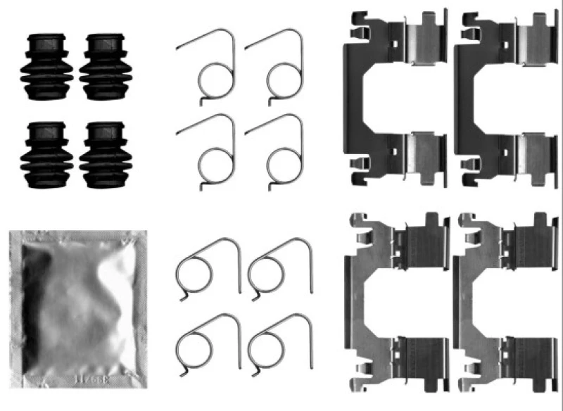 Image of HELLA Brake pad fitting kit HELLA 8DZ 355 206-301