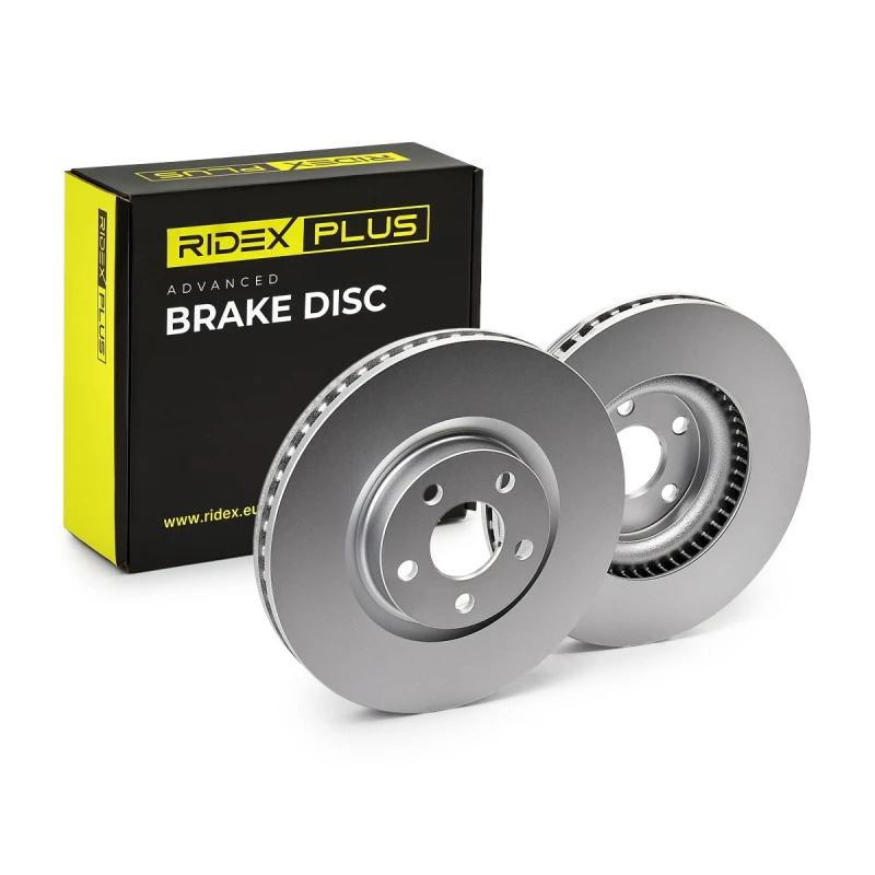 Image of RIDEX PLUS 82B1740P Brake disc Front Axle, Vented, Grey Cast Iron, Coated, High-carbon, without bolts/screws Grey Cast Iron Brake Disc (82)