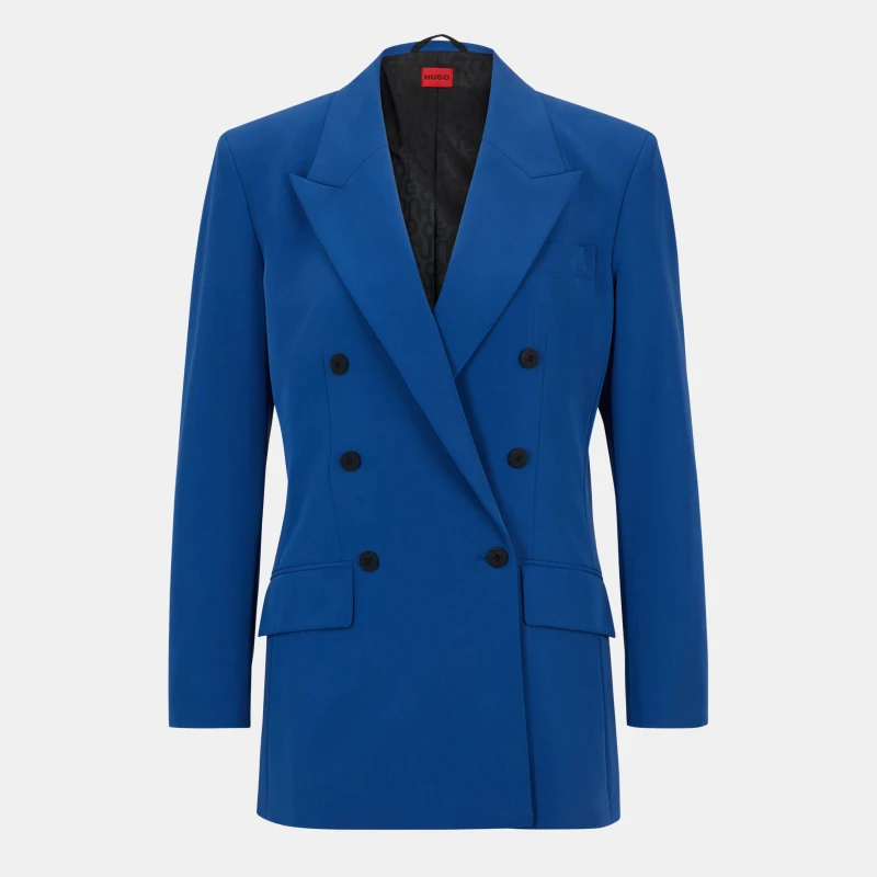 Image of Hugo Womens Amalisa Tailored Fit Blazer Med Blue female 4 (XXS)