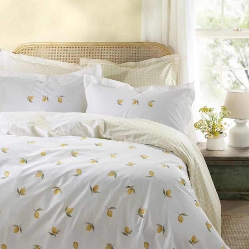 Image of Sophie Allport Lemons Duvet Set, Single, White