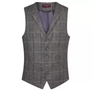 image of Brook Taverner Mens Memphis Waistcoat (XL) (Grey Brown Check)