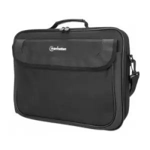 Image of Manhattan Cambridge Laptop Bag 15.6" Clamshell Design Black LOW COST Accessories Pocket Document Compartment on Back Shoulder Strap (removable) Equiva